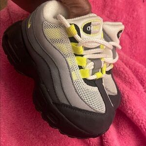 Kids Grey & Yellow Athletic Sneakers